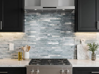 20 - Sheet Peel and Stick Backsplash Wall Tile, PVC Kitchen Backsplash, Stick on Tiles for Backsplash Kitchen (12'' X 12'', Polished Cyan)