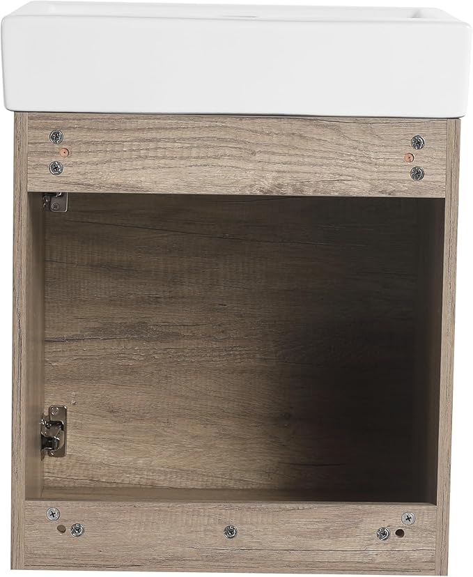 Malwee 18"" Bathroom Vanity with Sink, 18 Inch Floating Bathroom Vanity for Small Space, Single Sink Bathroom Vanity Combo, Modern Bathroom Vanity, Grey Wall Mounted Cabinet Set (HY, 19""*15"")