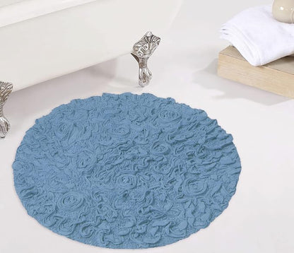 Home Weavers Bell Flower Collection 100% Cotton Tufted Bath Rugs, Extra Soft and Absorbent Bath Rugs, Non-Slip Bath Mats, Machine Washable, Bath Mats for Bathroom Floor and Tub, 30" Round, Sky Blue
