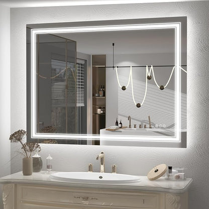 48x32 LED Mirror for Bathroom | Dimmable Vanity Mirror with Lights for Wall, Backlit and Front lit, Anti-Fog, Shatter-Poof, ETL Listed (Horizontal/Vertical)