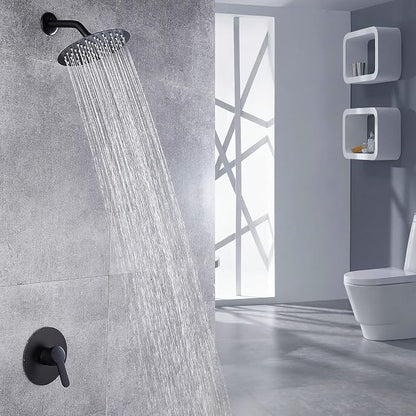 Voolan High Pressure Rain Shower Head - Rainfall Shower head Made of 304 Stainless Steel - Comfortable Shower Experience Even at Low Water Flow (6 Inch, Black)