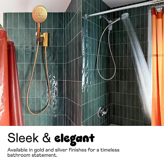 sproos! - Handheld Showerhead, High Pressure Performance, Green | Colorful - Easy DIY Installation - Renter Friendly - 3 Spray Functions with Pause - Extra Long 70 Inch Flexible Hose