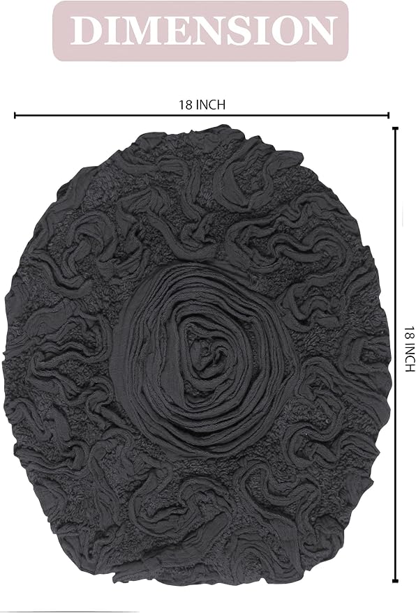Home Weavers Bell Flower Toilet Lid Cover – 18"x18", 100% Cotton Tufted, Soft & Absorbent, Non-Slip, Machine Washable Bathroom Seat Cover, Gray