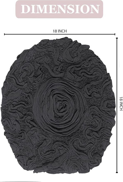 Home Weavers Bell Flower Toilet Lid Cover – 18"x18", 100% Cotton Tufted, Soft & Absorbent, Non-Slip, Machine Washable Bathroom Seat Cover, Gray
