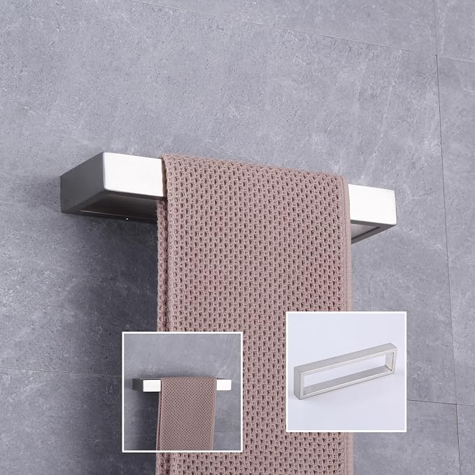 GERZWY Bath Towel Holder SUS304 Stainless Steel Towel Hanger Towel Ring for Bathroom Lavatory Wall Mount Contemporary Style, Brushed Finish HG1706-LS