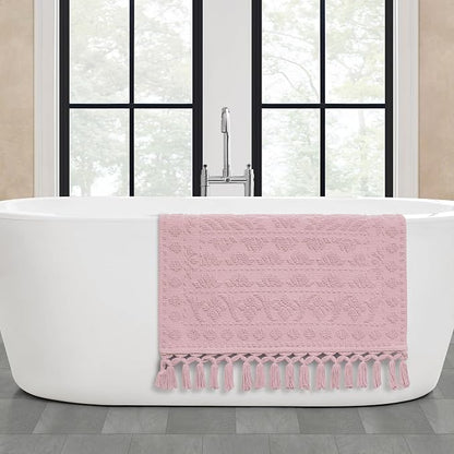 French Connection Nellore Bath Rugs, Woven and Beaded Bath Mats, Durable and Thick Bath Mats and Shower Rugs, 26" x 49", Light Purple
