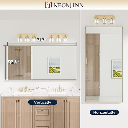 Keonjinn 72 x 36 Inch Brushed Nickel Oversize Bathroom Mirror for Over Sink | Metal Frame, Rectangular Mirror for Wall, Safety Tempered Glass, Square Corner, Ideal for Corridor or Living Room