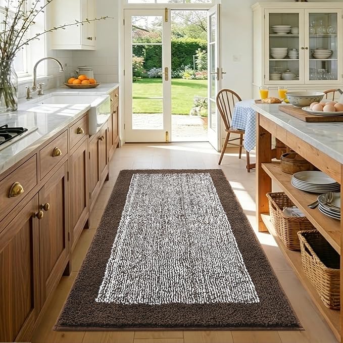 48x32 Large Bathroom Rugs Washable Non Slip, Brown Bath Mat for Bathroom Floor Tub, Soft Absorbent Quick Dry Mats for Shower, Bathtub,Home Decor