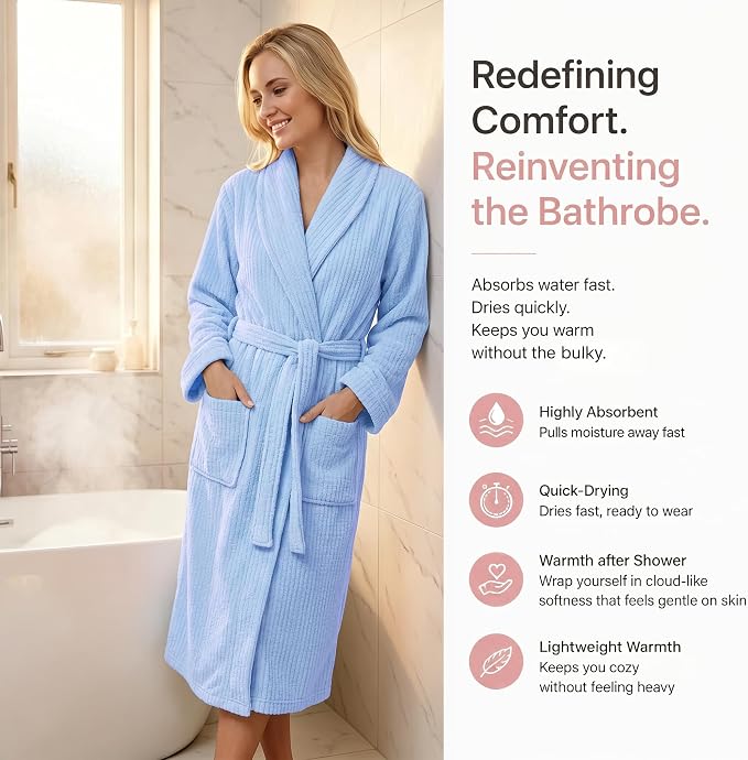 PJGGZ Women's Shawl Collar Bathrobe, Soft Long Towel Robes for Women - Super Absorbent Quick Dry yet Warm