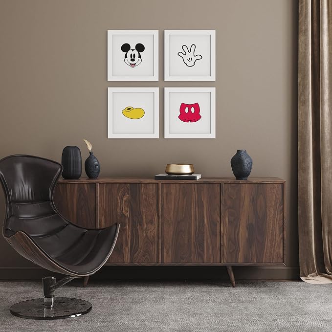 Trends International Gallery Pops Disney Mickey Mouse - Mickey Expressions - Funny Face Wall Art Wall Poster, 12" x 12", White Framed Version