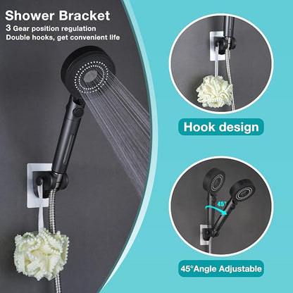 Handheld Filter RV Shower Head with ON OFF Switch | 5 Mode High Pressure Spray,for RV,Camper,Bathroom,Stainless Steel Shower Hose,No Drilling Wall Mount Adhesive Shower Holder