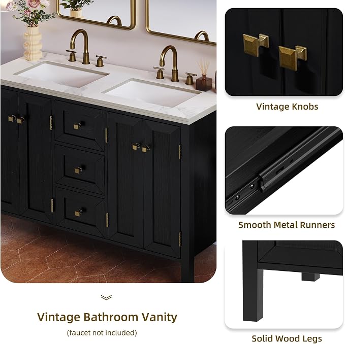 DWVO 47 Inch Bathroom Vanity with Double Sink | Bathroom Storage Cabinet