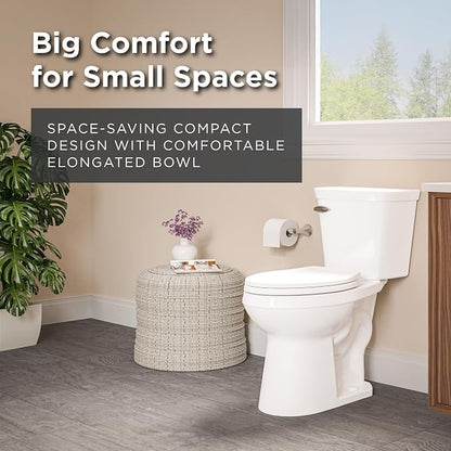 Gerber Viper Force Compact Elongated Two-Piece Toilet, Soft-Close, White | Strong flush, Space-saving design | Seat lifts off in seconds for easy cleaning | Tool-free install kit included