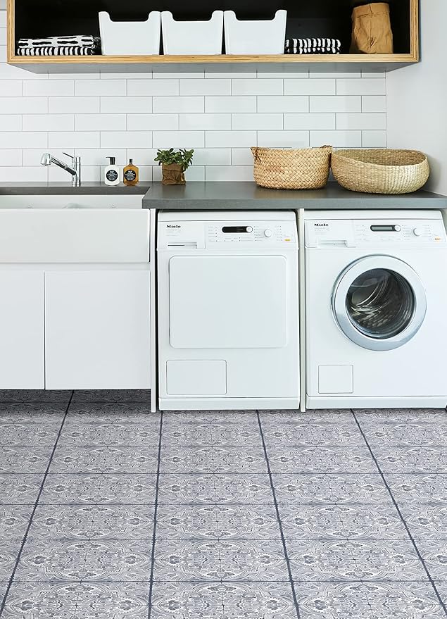 FloorPops Hastings Peel & Stick Floor Tiles, Blue