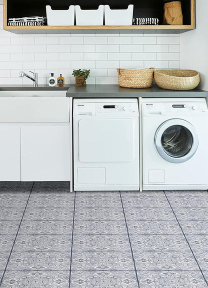 FloorPops Hastings Peel & Stick Floor Tiles, Blue