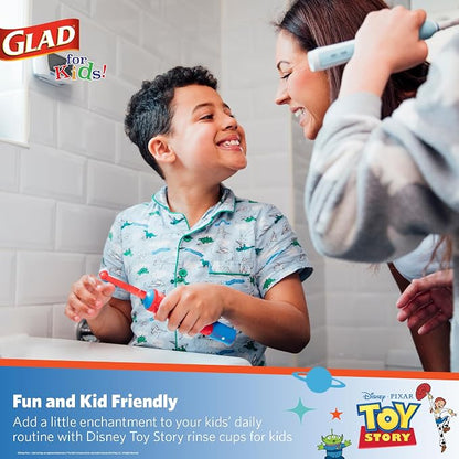Glad for Kids Disney Pixar Toy Story Mini Paper Cups, 3 Oz, 20 Count | Soak-proof bathroom rinse cups sized for little hands, colorful Toy Story characters