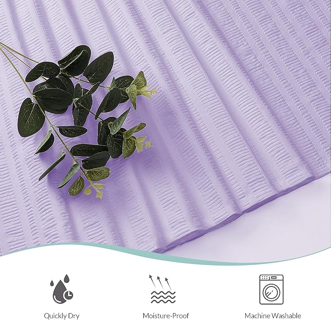 Aiyufeng Light Purple Shower Curtain for Bathroom, Embossed Textured Fabric Shower Curtain for Bathroom - Soft Cloth & Hotel Spa, Machine Washable, 36X72,Light Purple