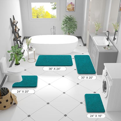 OLANLY Bathroom Rugs 36x24, Extra Soft Absorbent Chenille Bath Rugs | Deep Lake, Quick-Drying Rubber Backing, Machine Washable Bath Mat for Bathroom Floor, Tub and Shower, Home Decor Accessories