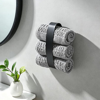 Taozun Hand Towel Holder Black 8.6" Self Adhesive Towel Bar Stainless Steel | No Drill, Unique Square-Round Design, Strong Design Sense, for Bathroom/Kitchen/RV, Renter Friendly, Heavy Duty