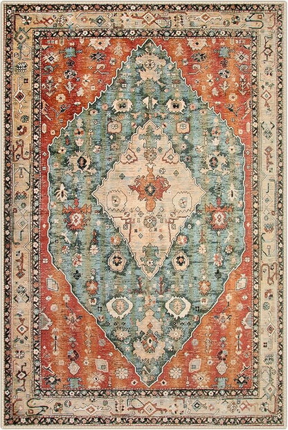 Lahome Felice Boho Tribal 2x3 Washable Small Rugs for Entryway Doormat Indoor Entrance, Throw Rugs with Rubber Backing, Bohemian Soft Non-Slip Bathroom Carpet for Bath Front Door Kitchen Floor