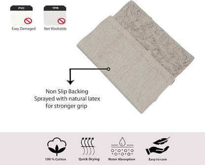 Home Weavers Bell Flower Collection 100% Cotton Tufted Bath Rugs, Extra Soft and Absorbent Bath Rugs, Non-Slip Bath Mats, Machine Washable, Bath Mats for Bathroom Floor and Tub, 25"x25" Heart, Linen