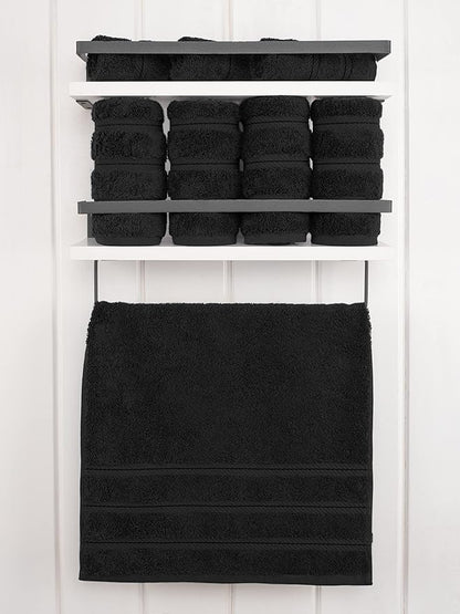 American Soft Linen Luxury Hand Towels for Bathroom, 600 GSM Heawy Weight 16x28 Size 100% Cotton Turkish 4 Piece Hand Face Towel Set, Black Hand Towels