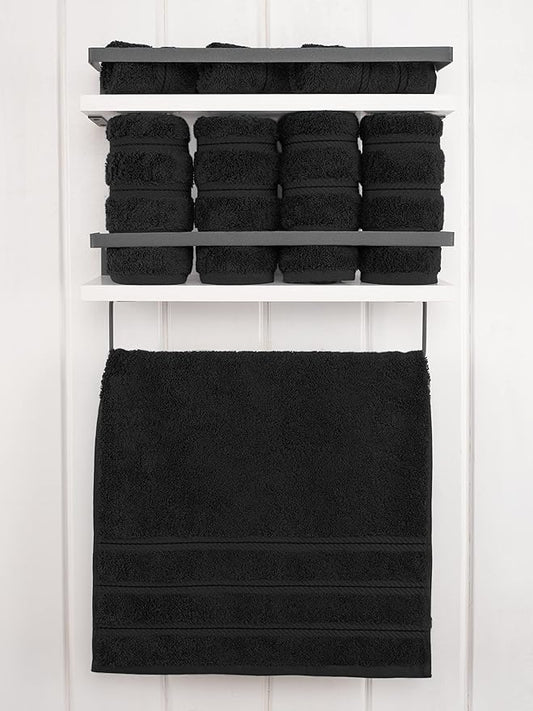 American Soft Linen Luxury Hand Towels for Bathroom, 600 GSM Heawy Weight 16x28 Size 100% Cotton Turkish 4 Piece Hand Face Towel Set, Black Hand Towels