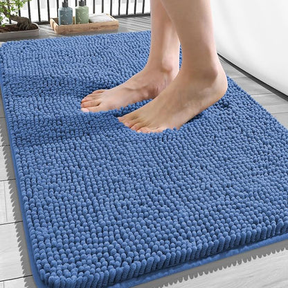 OLANLY Bathroom Rugs 34x21, Extra Soft Absorbent Chenille Bath Rugs | Cornflower Blue, Quick-Drying Rubber Backing, Washable Bath Mat for Bathroom Floor, Tub and Shower, Home Decor Accessories