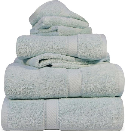 SUPERIOR Egyptian Cotton Ultra Plush & Absorbent, 6 Piece Set, Sea Foam | Quick Dry, Soft Luxury Towel Set, Bath Essentials, Guest Bath, Spa, 2 Bath, 2 Hand, 2 Face Towels, Madeline Towels