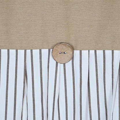 DOSLY IDÉES Farmhouse Shower Curtain,Camel and Brown Stripe,Button Curtain,Cotton Woven and Cotton Blend Fabric,Rustic Charm Country Chic Style,72x72 in