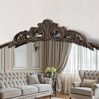 Micasso Bathroom Mirror for Over Sink: 24"x36" Bronze Vintage Arched Mirror | Traditional Ornate Baroque Decorative Antique Wall Mirror for Bedroom/Entryway/Hallway/Dresser/Vanity/Mantel/Nightstand