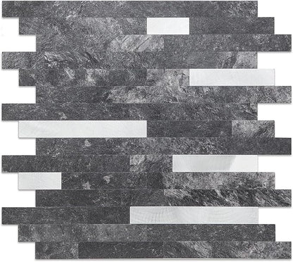 Yipscazo 2026 New Upgrade Peel and Stick Backsplash, Stick on Backsplash Tiles for Kitchen, Bathroom, Fireplace (1 Sheet, Dark Black)