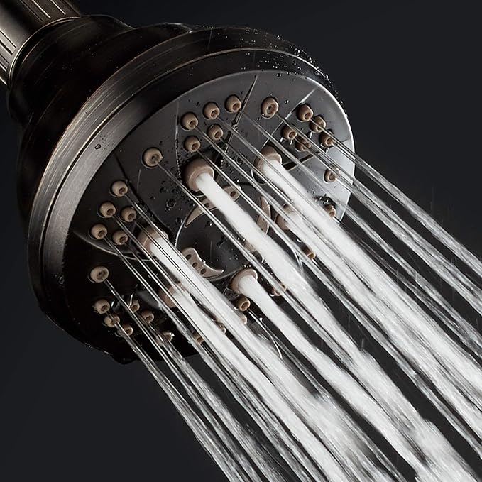 AquaDance Oil Rubbed Bronze High Pressure 6-Setting Spiral Shower Head - Angle Adjustable, Anti-Clog Showerhead Jets, Tool-Free Installation - USA Standard Certified - Top US Brand