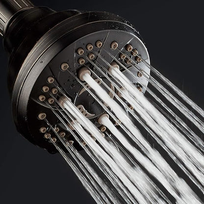 AquaDance Oil Rubbed Bronze High Pressure 6-Setting Spiral Shower Head - Angle Adjustable, Anti-Clog Showerhead Jets, Tool-Free Installation - USA Standard Certified - Top US Brand