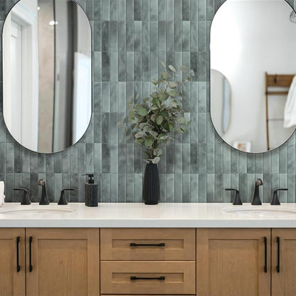 Smart Tiles Peel and Stick backsplash, Stacked Frost Gray, 11.43"x9" | Pack of 5 (3.5 sq ft), Glossy, Heat/Moisture Resistant, Low VOC, Kitchen/Bathroom, Renter Friendly, Made in Canada
