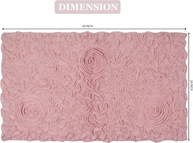 Home Weavers Bell Flower Collection 100% Cotton Tufted Bath Rugs, Extra Soft and Absorbent Bath Rugs, Non-Slip Bath Mats, Machine Washable, Bath Mats for Bathroom Floor, 24"x40" Rectangle, Pink