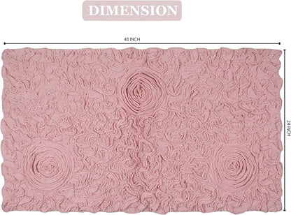Home Weavers Bell Flower Collection 100% Cotton Tufted Bath Rugs, Extra Soft and Absorbent Bath Rugs, Non-Slip Bath Mats, Machine Washable, Bath Mats for Bathroom Floor, 24"x40" Rectangle, Pink