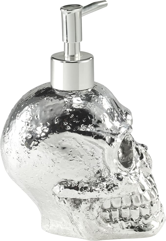 Avanti Linens - Soap Dispenser/Lotion Pump, Guest Bathroom Essentials, Skull Design Bath Decor (Halloween Collection)