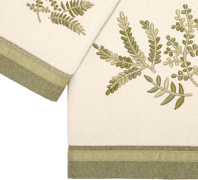 Avanti Linens - Bathroom Towel Set, 100% Soft and Absorbent Cotton Hand, Fingertip & Bath Towel, Nature-Inspired Home Decor, Set of 3 (Greenwood)