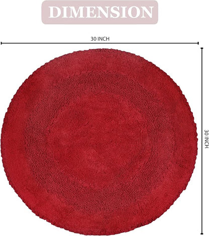 Home Weavers Radiant Collection 100% Cotton Bathroom Rugs Set, Bathroom Décor, Washable Rug, Extra Soft and Absorbent Bath Rug, Kitchen Mat, Bath Mat Set, Bath Floor Mat Non Slip, 30" Round, Red