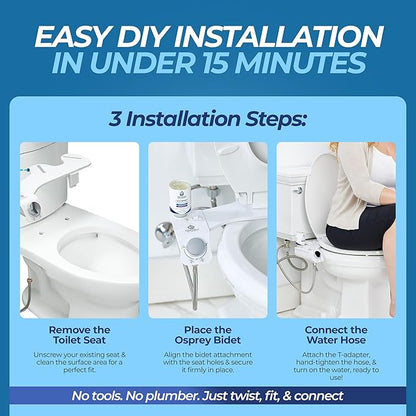 Toilet Seat Bidet Attachment – Smart Bidet Toilet Seat Elongated with Dual Nozzles, Bidet Attachment for Toilet Normal Water, Non-Electric Bidet Sprayer with Essential Oil Spray, by Destinked Bathroom