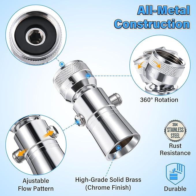 Enhon 2 Setting Spray Shower Head compatible with Delta 52652-PK, 1 Set | 2 Setting Full Spray & Pause, 2.5 GPM Brass Water Saving Shower Head, Stainless Steel Polished Chrome, 1" Diameter Spray Face