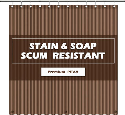 EHZNZIE Shower Curtain Liner Light Weight PEVA, Shower Liner 72x72 Inches, Waterproof, No Chemical Smell with 12 Rust Proof Metal Grommets for Bathroom Shower Curtain, Brown
