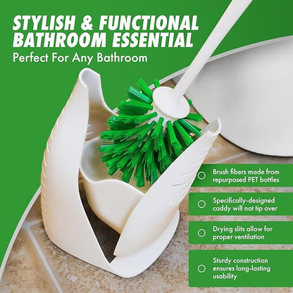 Libman Designer Bowl Brush and Caddy, Hygenic with Drying Slits, 2 Pack | Non-scratch toilet brush and holder set; hygienic caddy with drying slits.