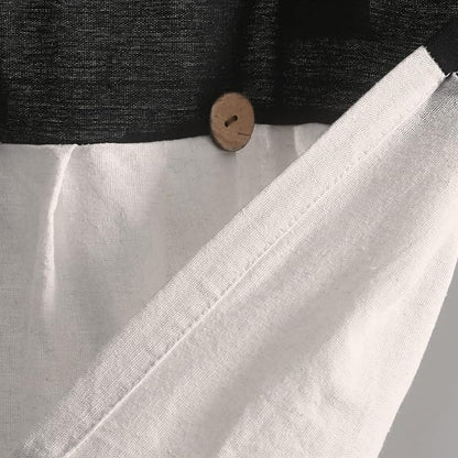 Lush Decor Linen Button Farmhouse Valance Curtians 52" W x 18" L Black & White - Linen Valances for Windows - Kitchen Curtains Valances (Pack of 12)