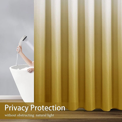 Shower Curtain 72 inches Long 6FT for Bathroom 1 Panel Gold | Ombre Waffle, Shower Curtains with Hook, Water Repellent, Boho Farmhouse, Simple Modern Bath Decor, 72x72
