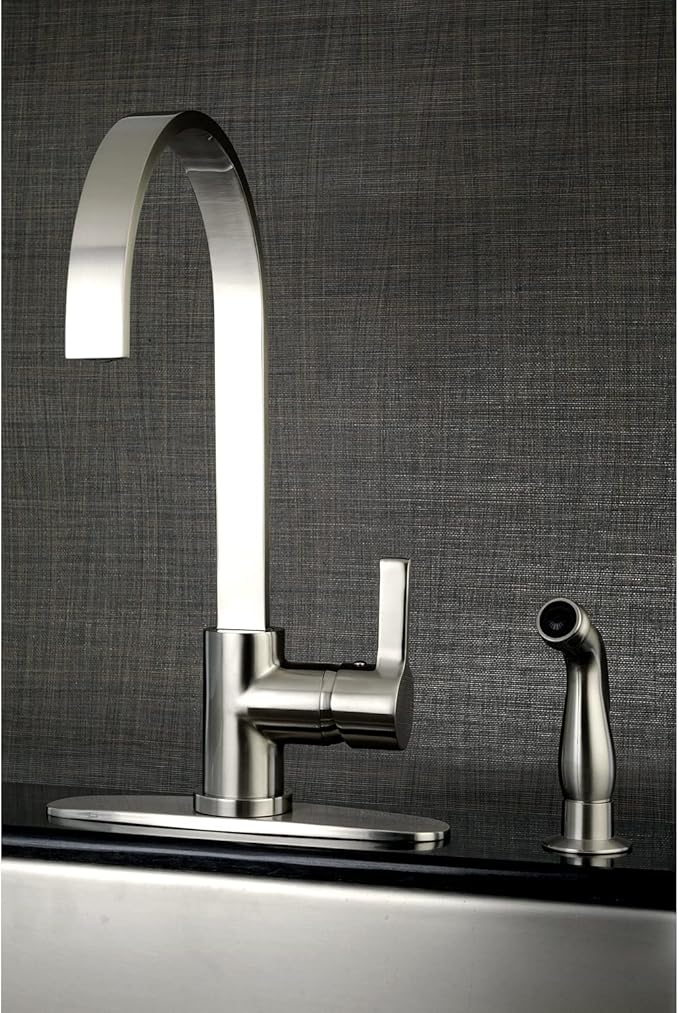 Gourmetier LS8710CTLSP Continental Single-Handle Kitchen Faucet with Side Sprayer, Matte Black