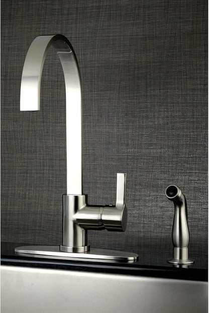 Gourmetier LS8710CTLSP Continental Single-Handle Kitchen Faucet with Side Sprayer, Matte Black