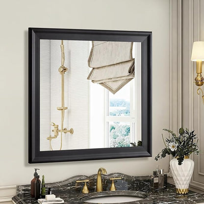 CULER Black Wall Mirror for Bathroom,Rectangle 30 x 30 inch Vanity Mirror | Square Hanging Mirrors for Living Room,Bedroom,Entryway