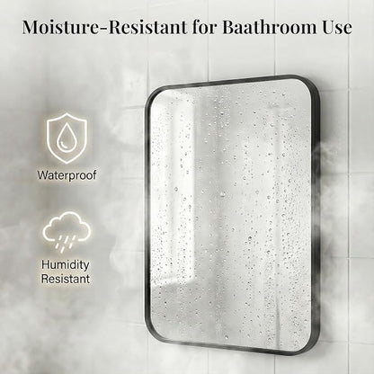 2-Pack 24x30 Inch Matte Black Rounded Rectangle Vanity Mirrors | Double Vanity or Two Bathrooms, Pair or Separate Use, Iron Frame, Layered Shadow Box Look, Two-Way Mount